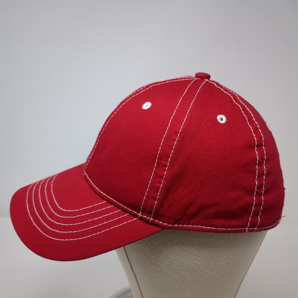 Unbranded Strapback Baseball Hat Red Solid One Si… - image 3